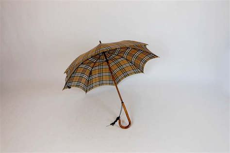 Burberry Wooden Walking Stick Check Umbrella 